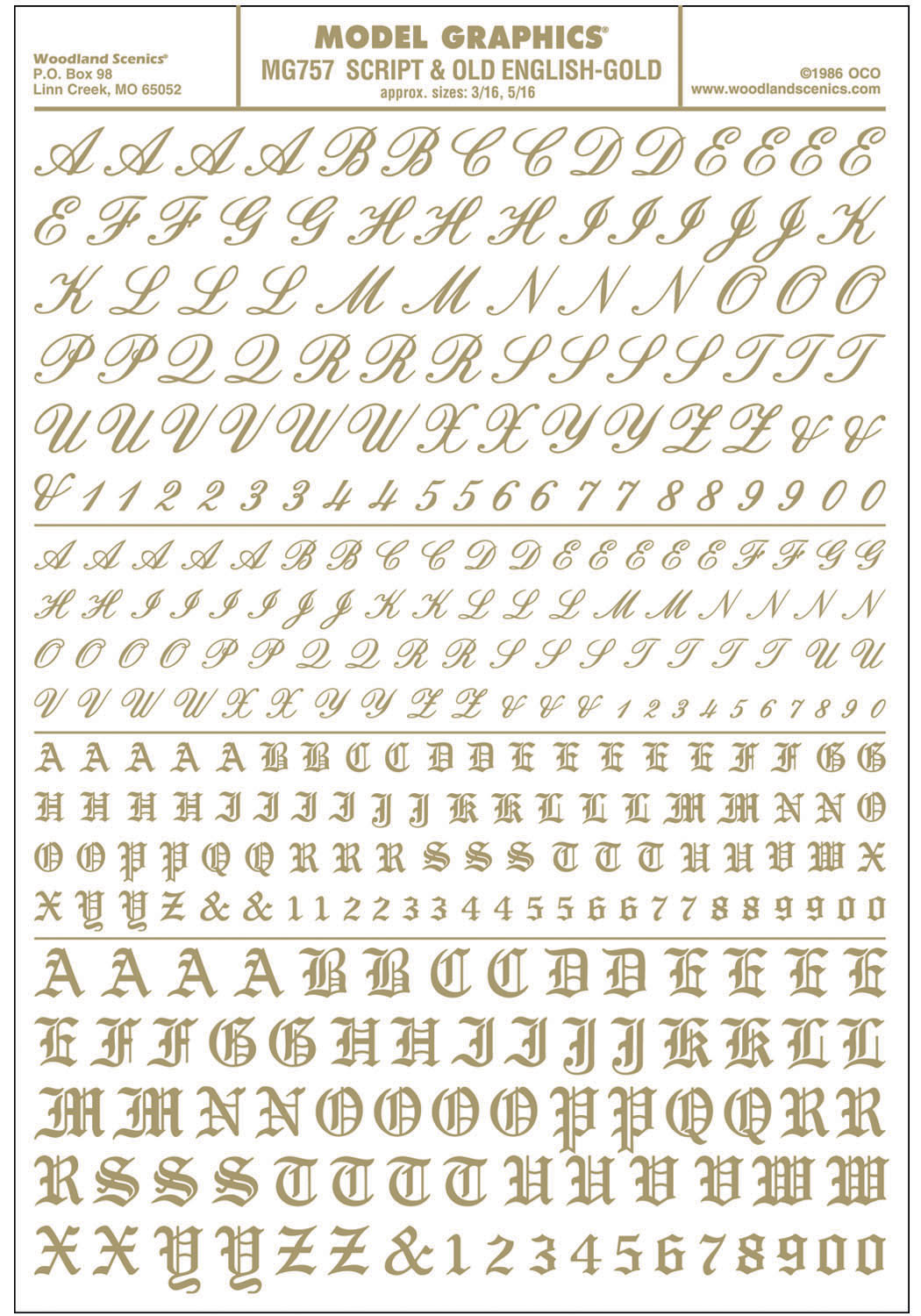 WMG757 Buchstaben & Zahlen in Altenglisch