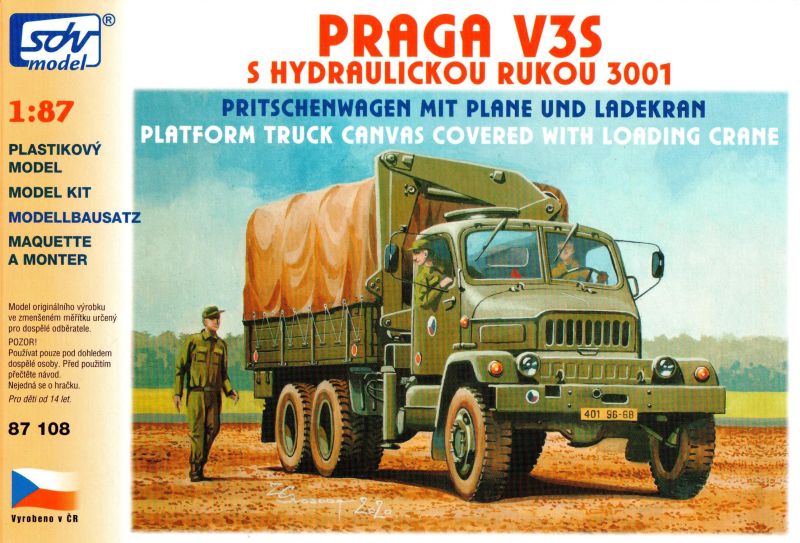 87108 Praga V3S, Pritschenwagen mit Ladekran