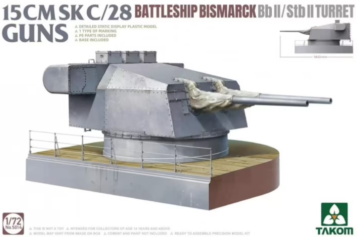 5014 15 cm Sk C/28 Guns Battleship Bismarck