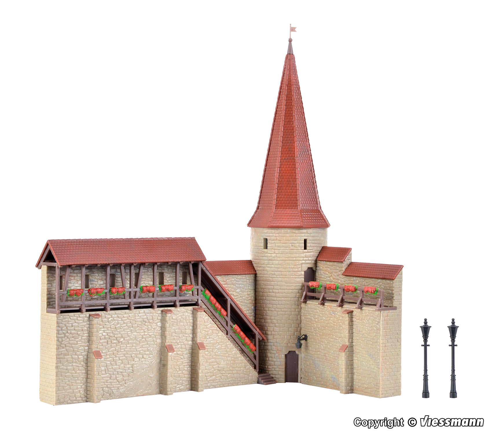 38915 Stadtmauer mit Rundturm in Weil