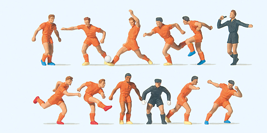 Preiser 10761 Fussballmannschaft.Orange Trikots