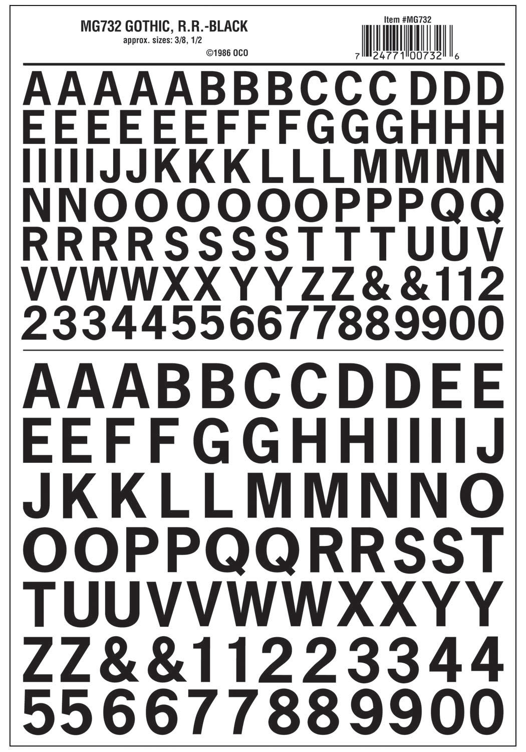 WMG732 Aufreibezahlen &-Buchstaben, schwarz