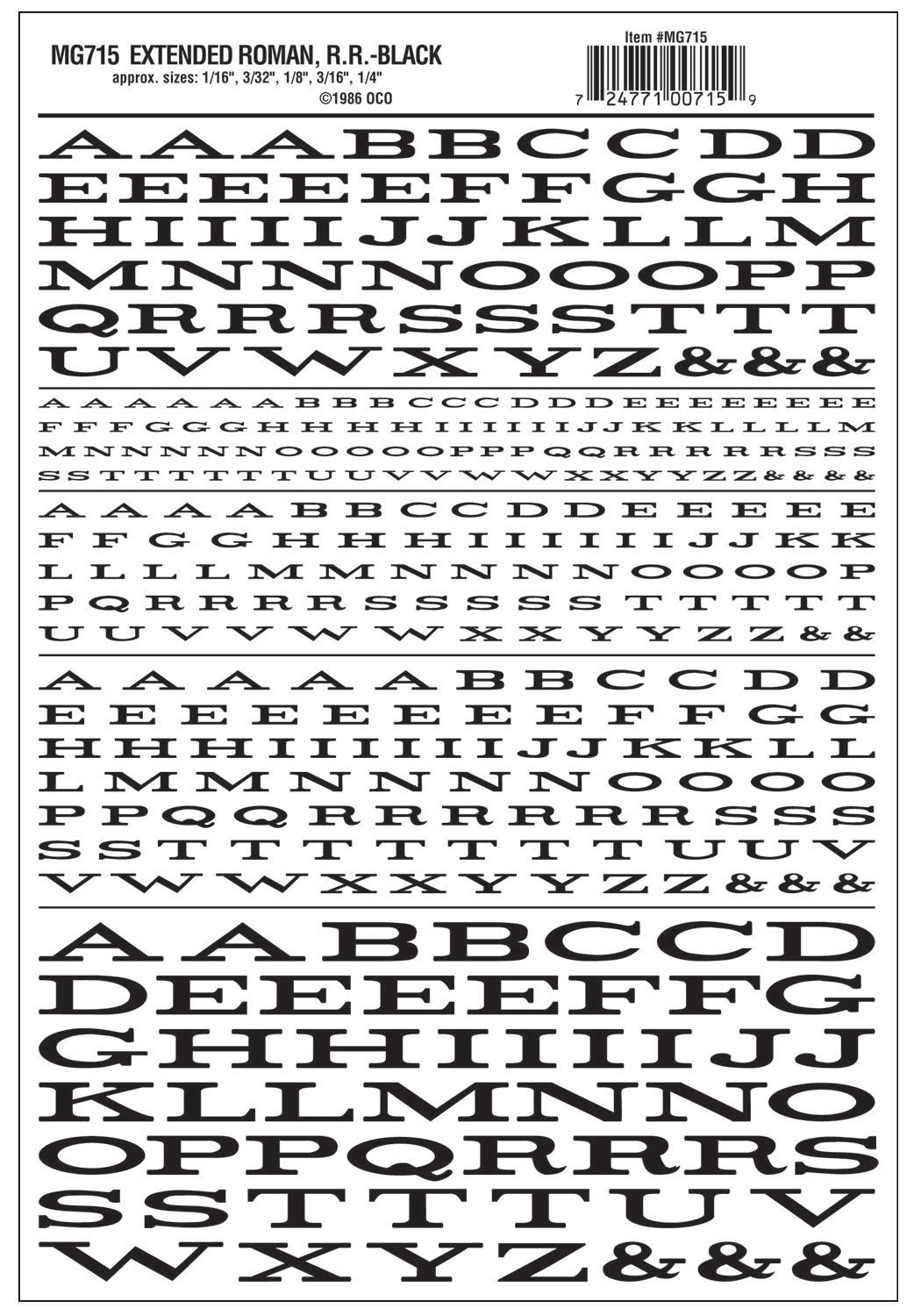 WMG715 Aufreibebuchstaben ausgedehnt, schwarz