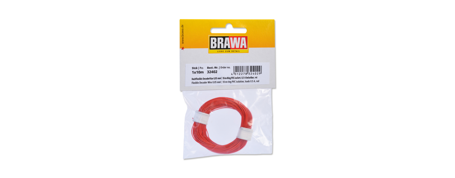 32402 Litze einadrig, rot 0,05 mm² 10 m