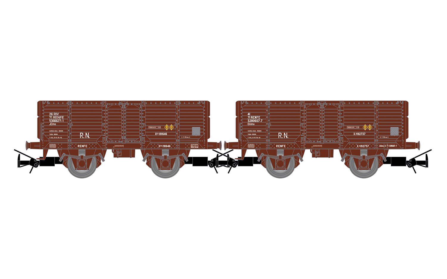 HE6095 RENFE, 2-unit set 2-axle open wagons, lo