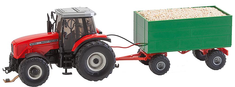 Faller 161588 MF Traktor mit Hackschnitzel-Anhänger