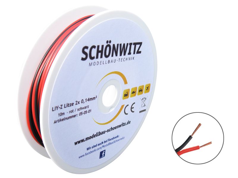 50148 10m LIYZ Zwillingslitze 2x 0,14mm² rot