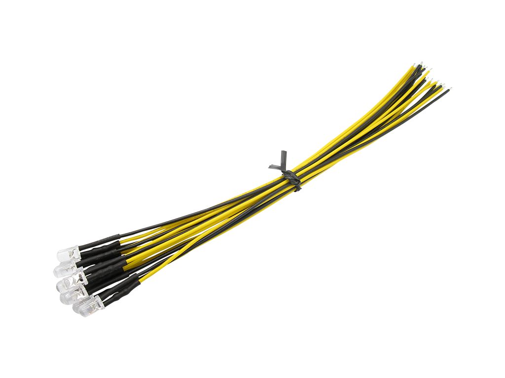 51236 10 Stück LED 5mm klar mit Anschlusskabe