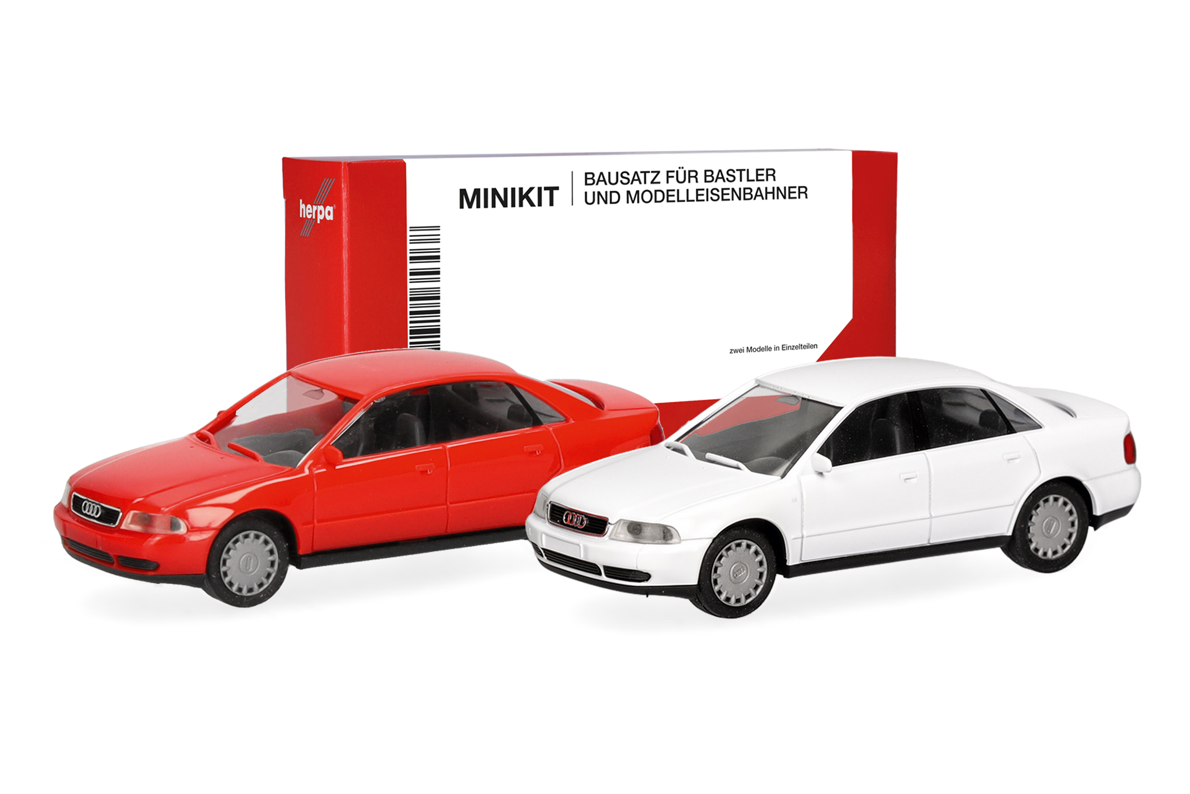 014380 MiniKit: Audi A4 Lim. weiß/rot