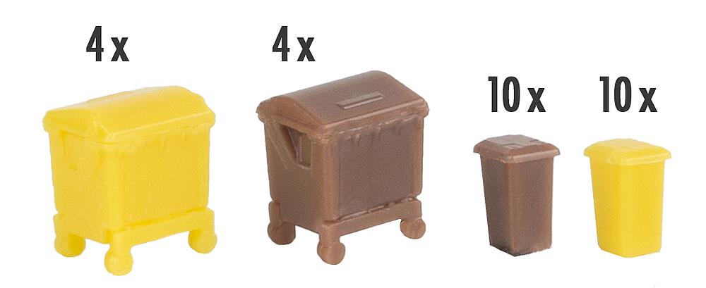 272926 Mülltonnen-Set, braun und gel