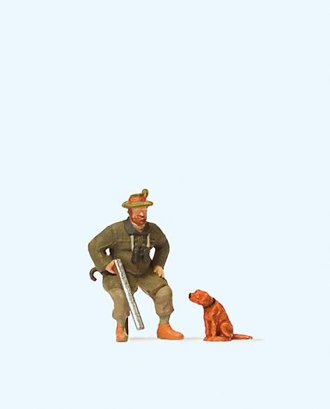 Preiser 28129 Sitzender Jäger, Hund