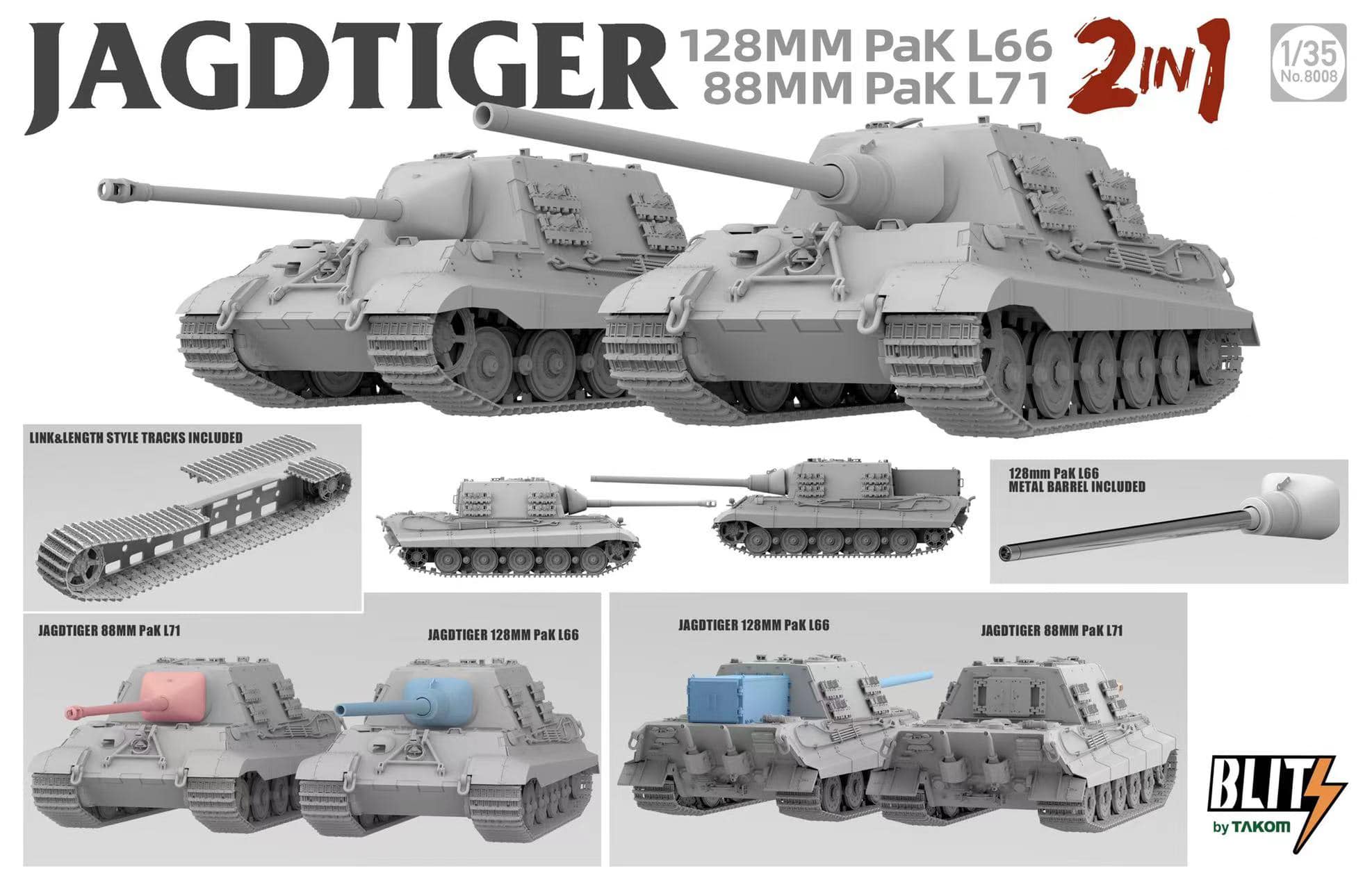 Takom 8008 Jagdtiger 128 mm Pak L66 & 88mm Pak L71