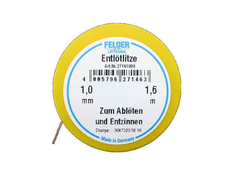 27146 Entlötlitze - gelb 1,0mm breit 1,6m lang
