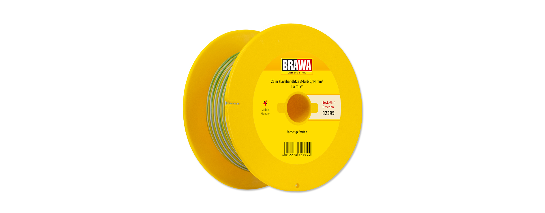 32395 Flachbandlitze 0,14mm 25m gelb/weiß/grün