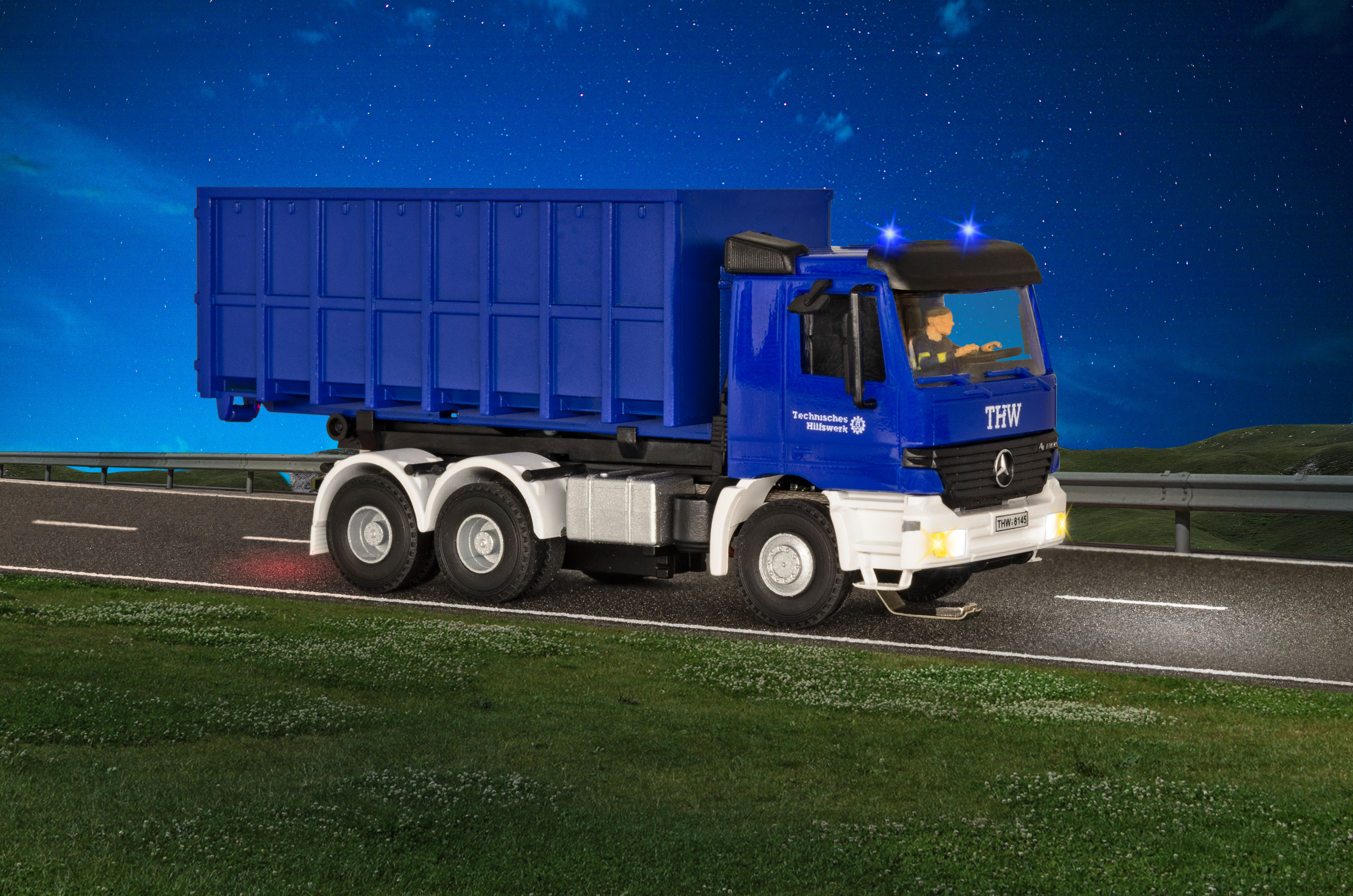 Viessmann 8070 CarMotion: MB Actros Abrollkipper THW