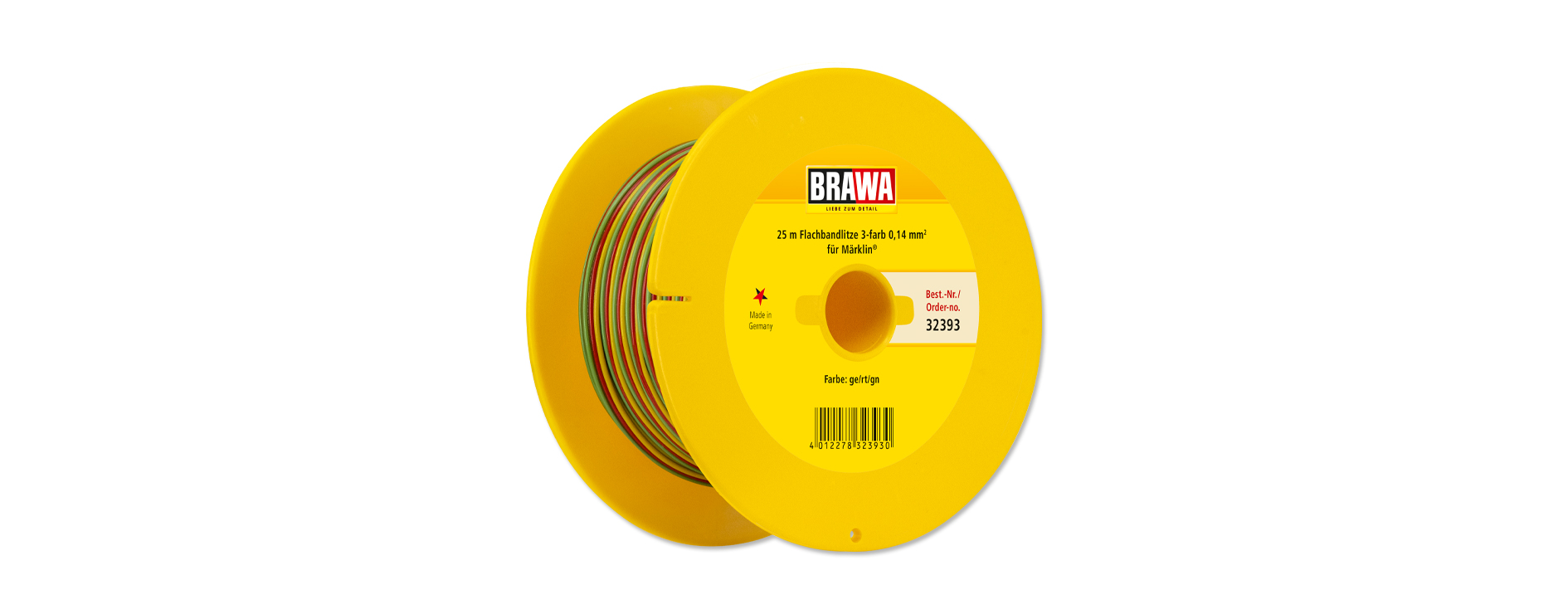 32393 Flachbandlitze 0,14mm 25m gelb/rot/grün