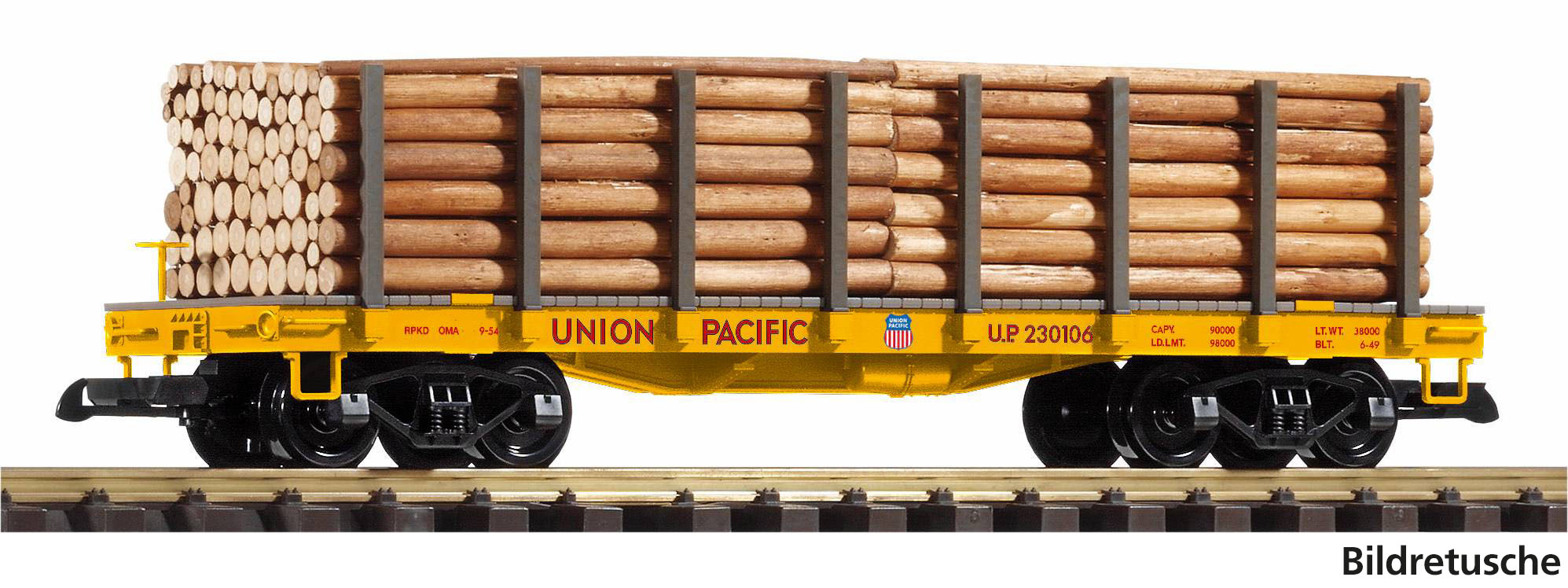 38798 UP Rungenwagen mit Holzladung