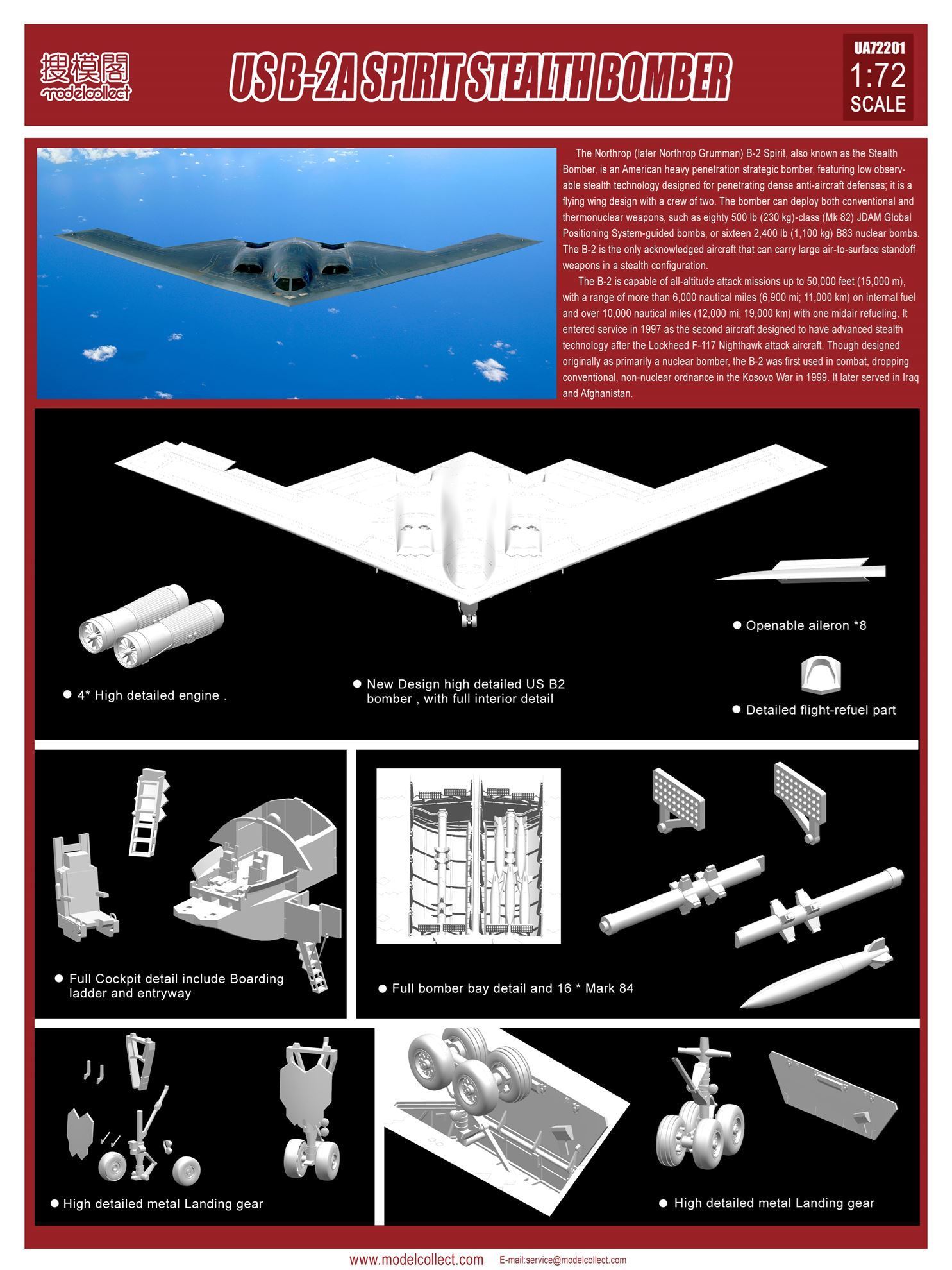 Modelcollect UA72201 USAF B-2A Spirit Stealth Bomber