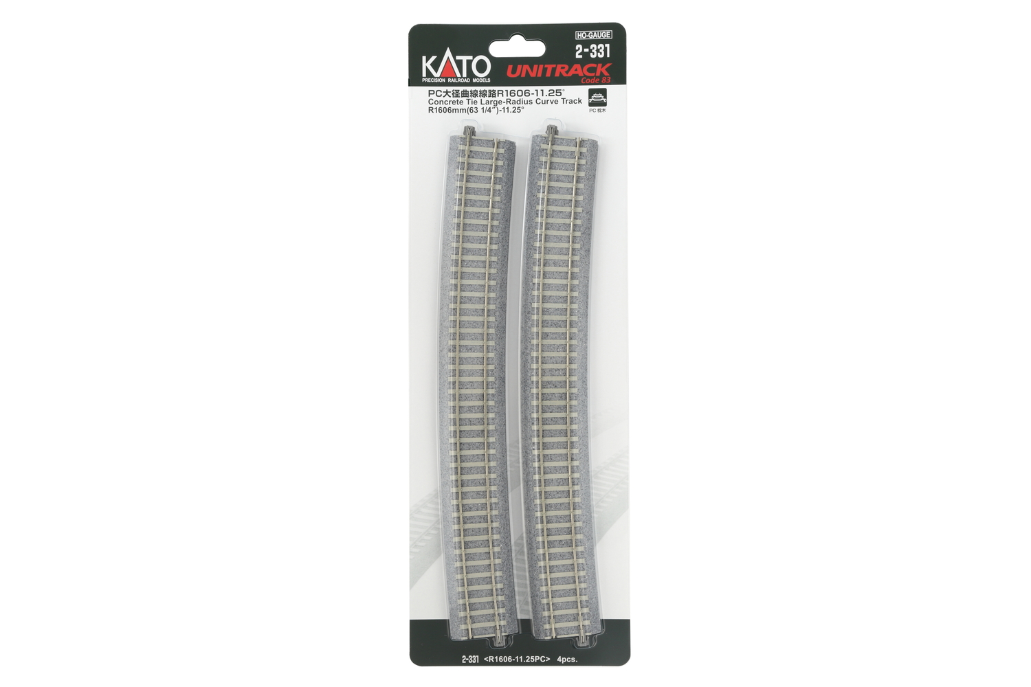 2-331 Gleis gebogen R1606mm 11,25° mit Betons
