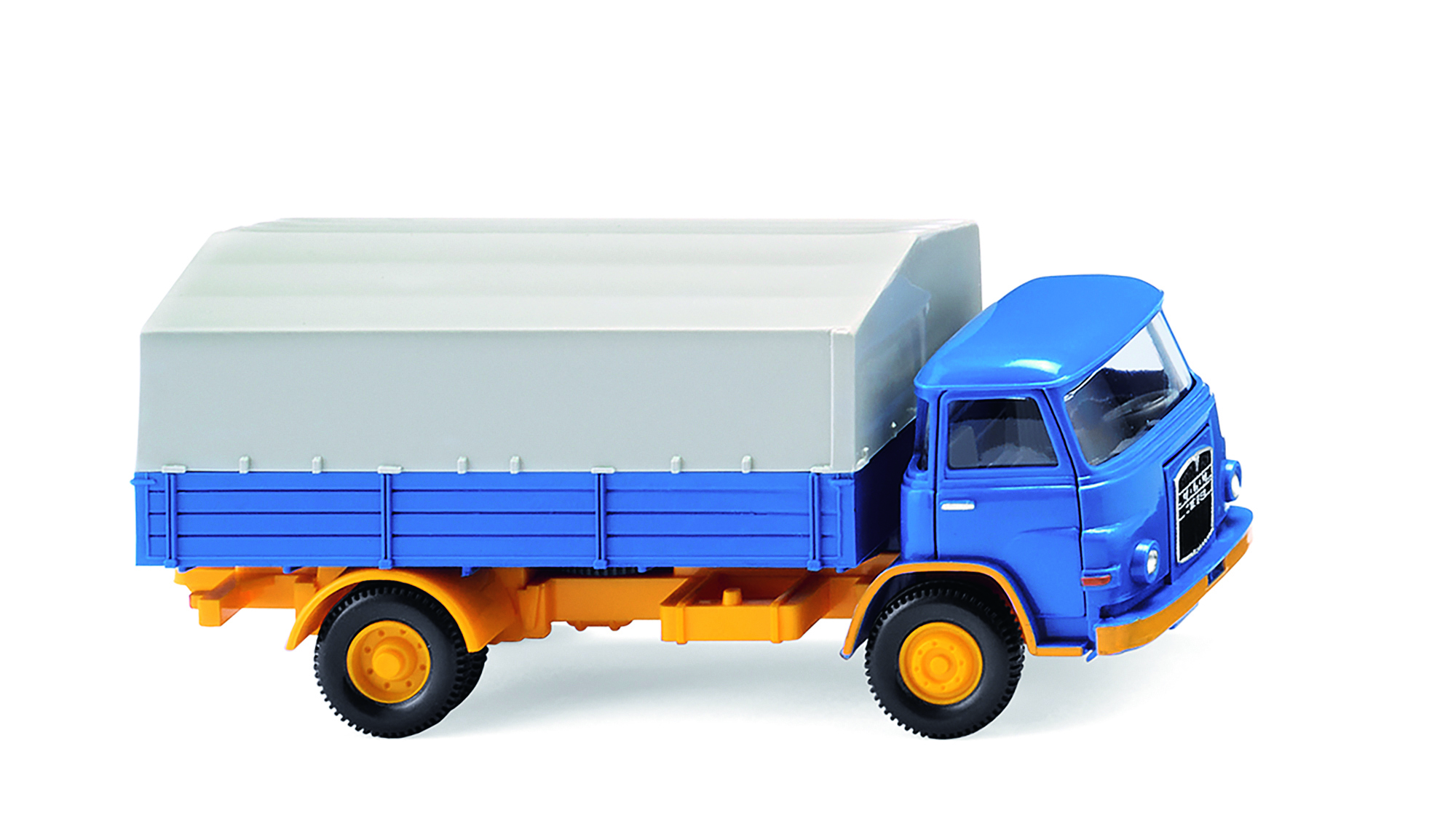041102 MAN 415 Pritschen-LKW blau/grau/gelb