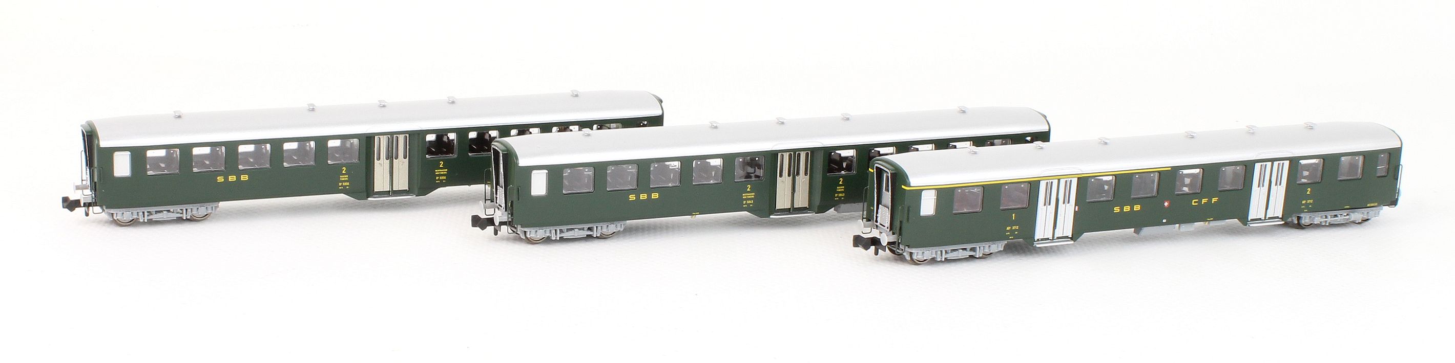 N-CH-220a SBB Leichtstahlwagen-Set 3-tlg. Ep.3b
