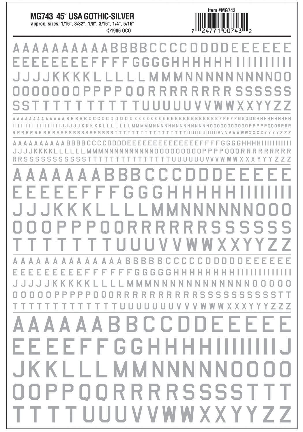 WMG743 Buchstaben amerikanischer Typ, siilber