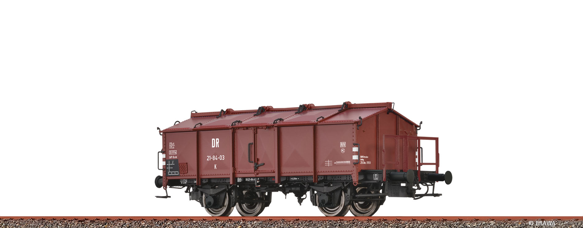 Brawa 50779 DR Klappdeckelwagen K mit Bühne Ep.3