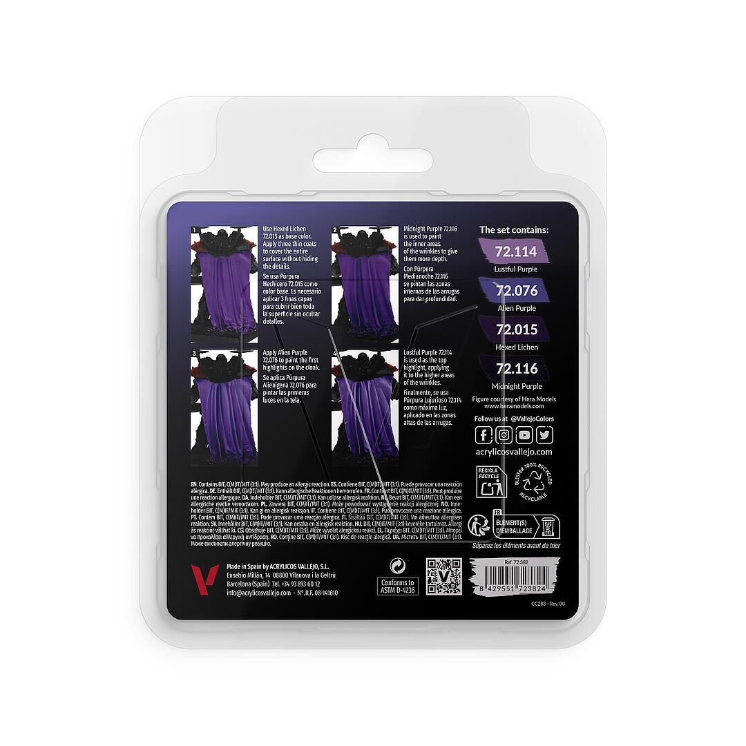 Vallejo 72382 Farb-Set Purpur, 4x 18 ml