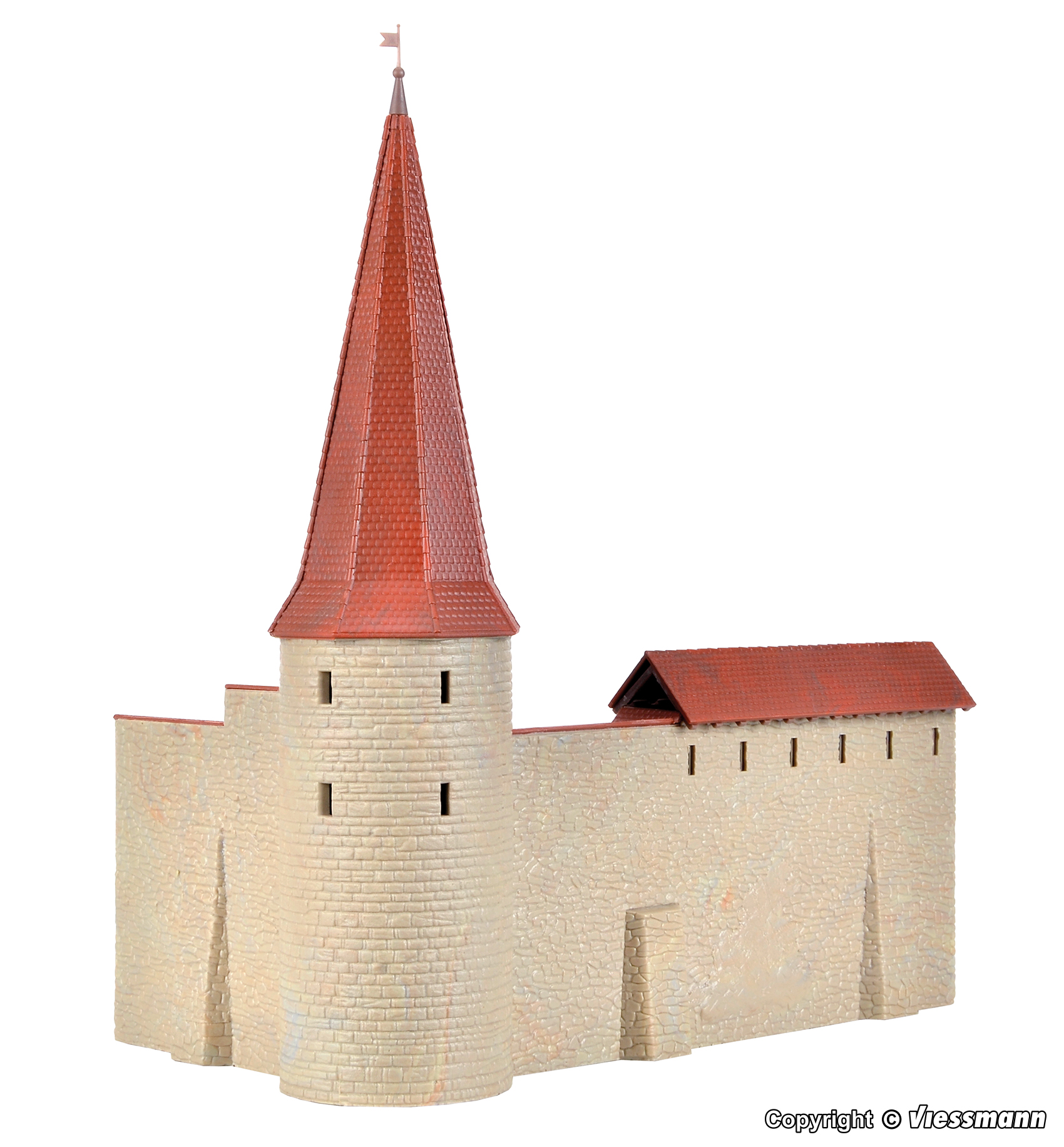 38915 Stadtmauer mit Rundturm in Weil