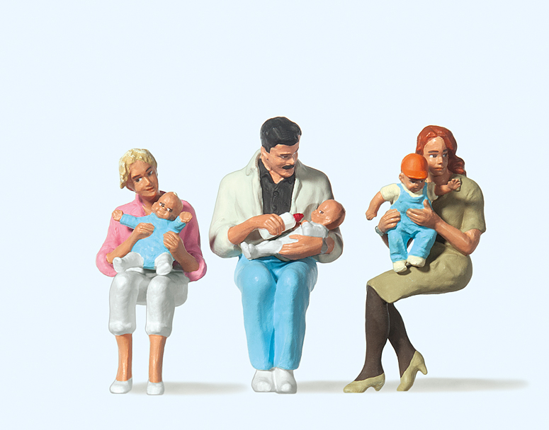 Preiser 63059 Sitzende Eltern, Kinder