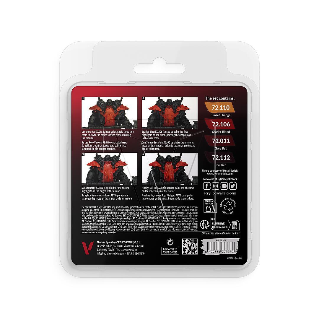 Vallejo 72377 Farb-Set Rot, 4x 18 ml