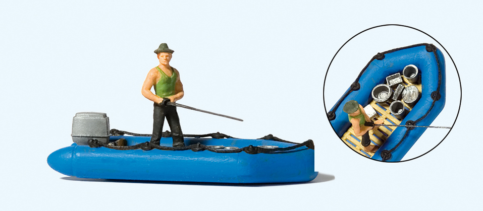 Preiser 10687 Angler im Schlauchboot