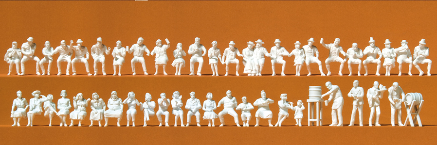 Preiser 16356 Im Biergarten. 46 unbemalte Miniatur-