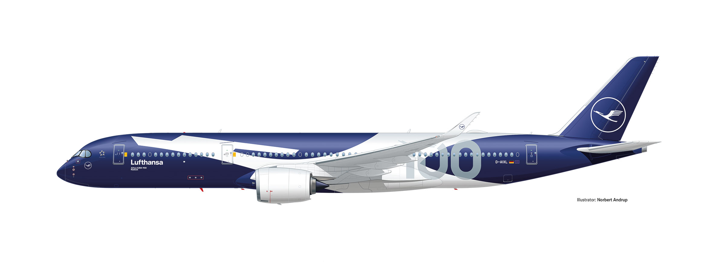 Herpa 539012 Airbus A350-900 Lufthansa/100 Jahre