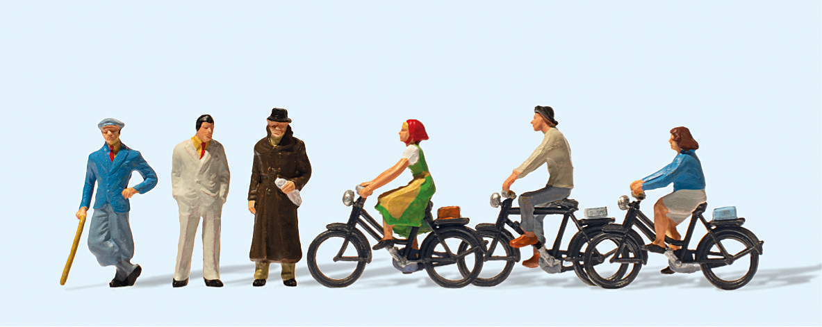 Preiser 12484 Passanten und Radfahrer. Um 1936