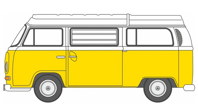 NVW016 VW T2 Bay Window Camper Saturn Yellow/Wh