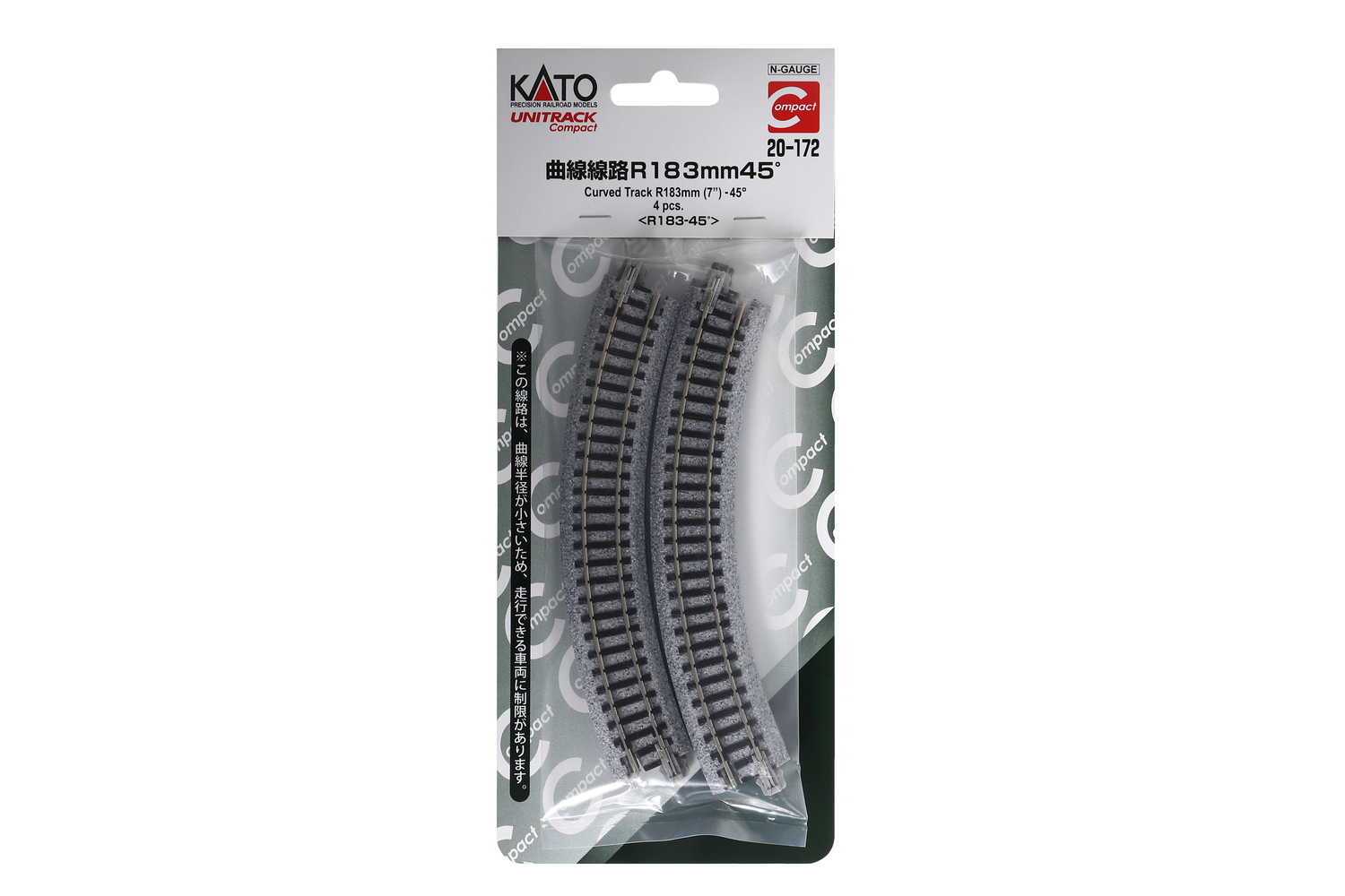 20-172 Gleis gebogen R183 45°, 4 St.