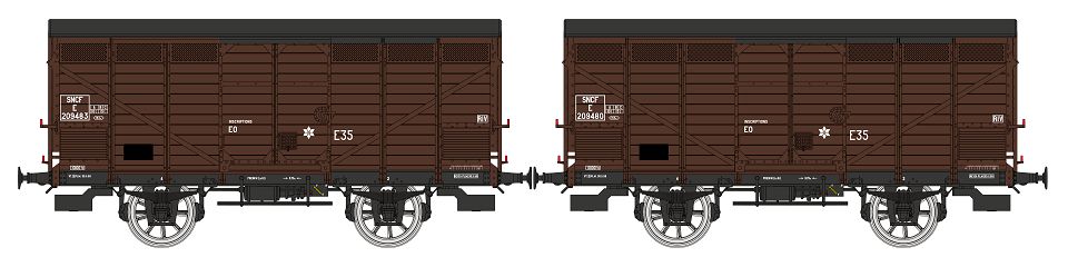 REE Modeles WB-747 SNCF gedeckte Güterwagen-Set 2-tlg Ep.3b