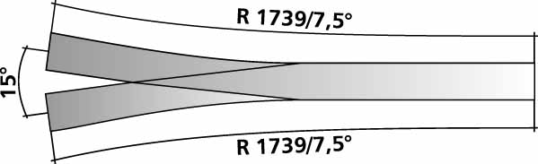 85381 Hand-Außenbogenweiche 11°/15°