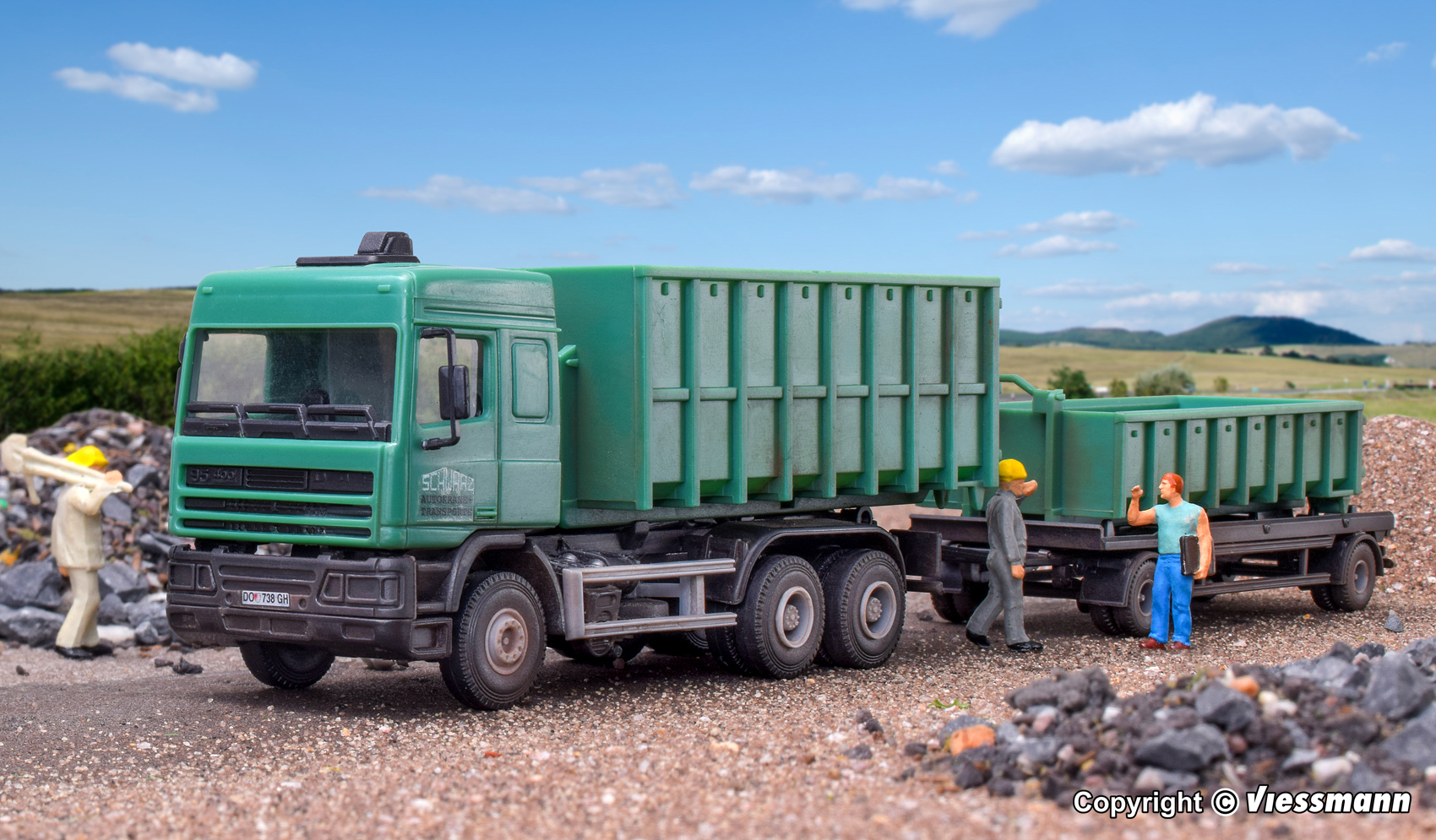 15211 DAF 95 Abrollmulden-HZ Schwarz Bau