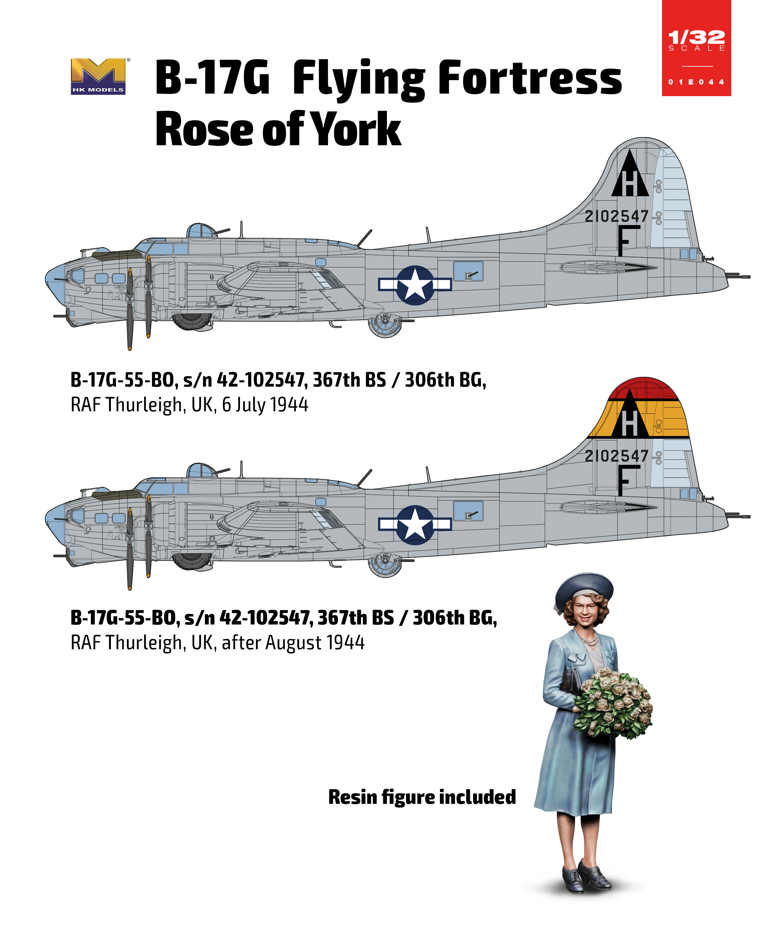 HongKong Models 01E044 B-17G Rose of York - LIMITED EDITION