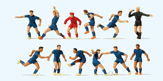 Preiser 10759 Fussballmannschaft.Blaue Trikots und