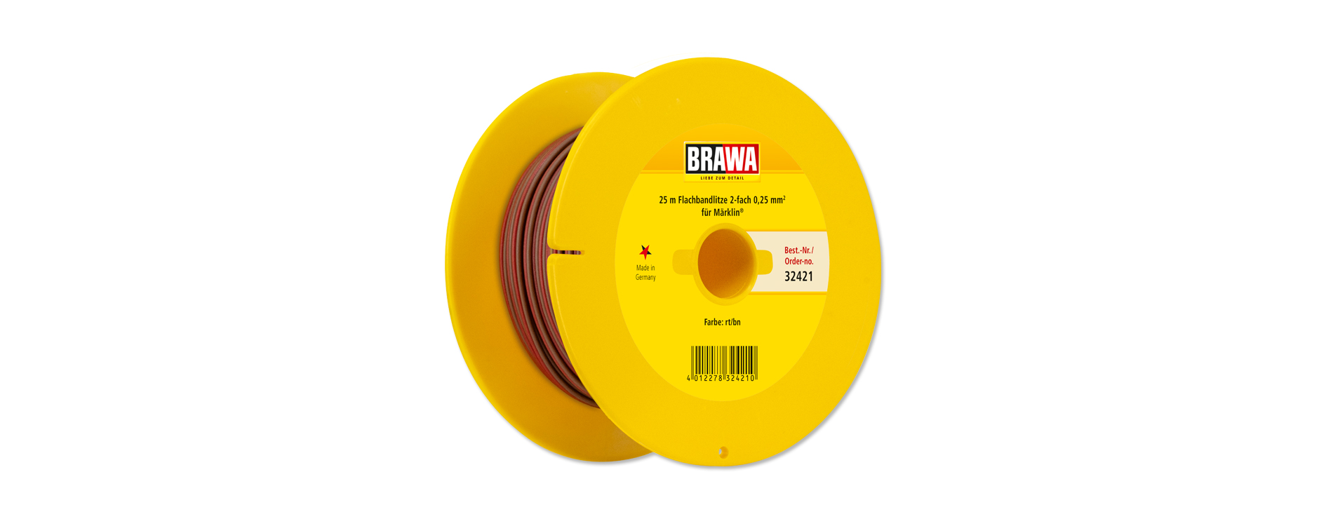 32421 Flachbandlitze 0,25mm² 25m braun/rot