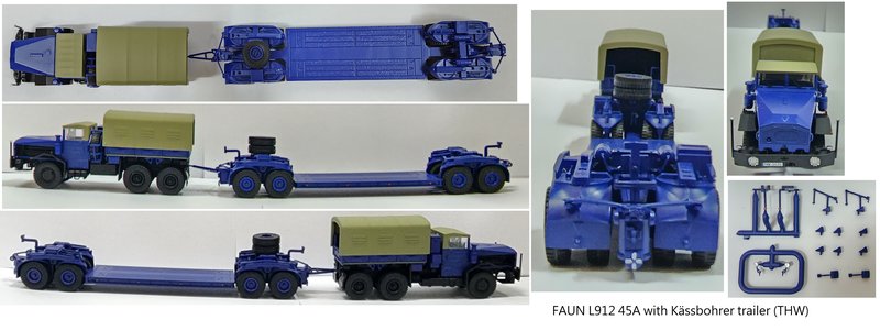 2MFAUNKBL FAUN 912/45A mit Tiefladeanhänger THW