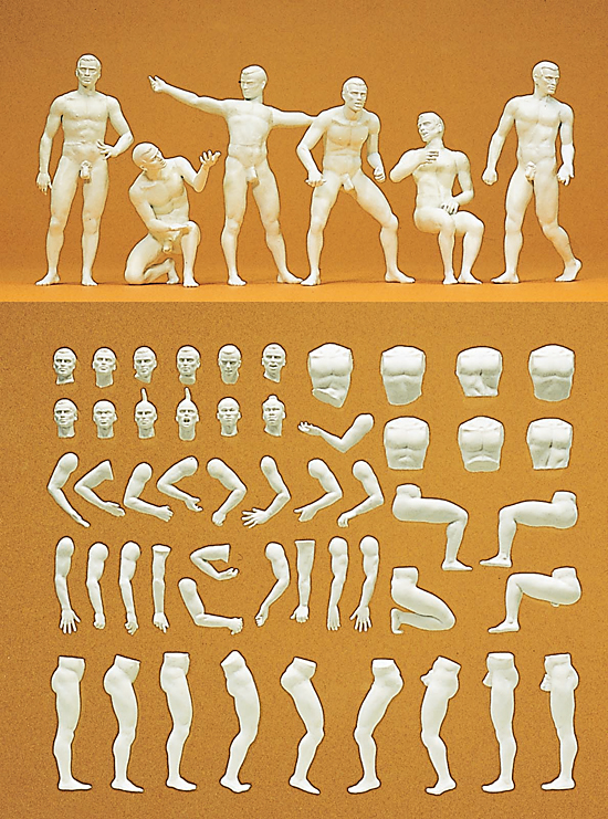 Preiser 45900 Modellfigur Adam. 6 unbemalte Figuren