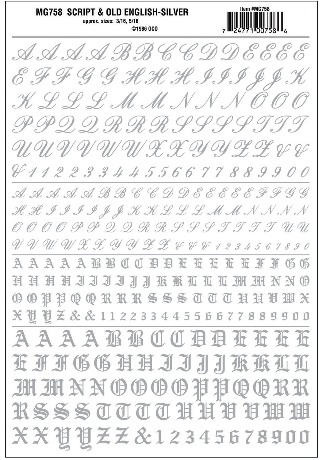 WMG758 Buchstaben & Zahlen in Altenglisch