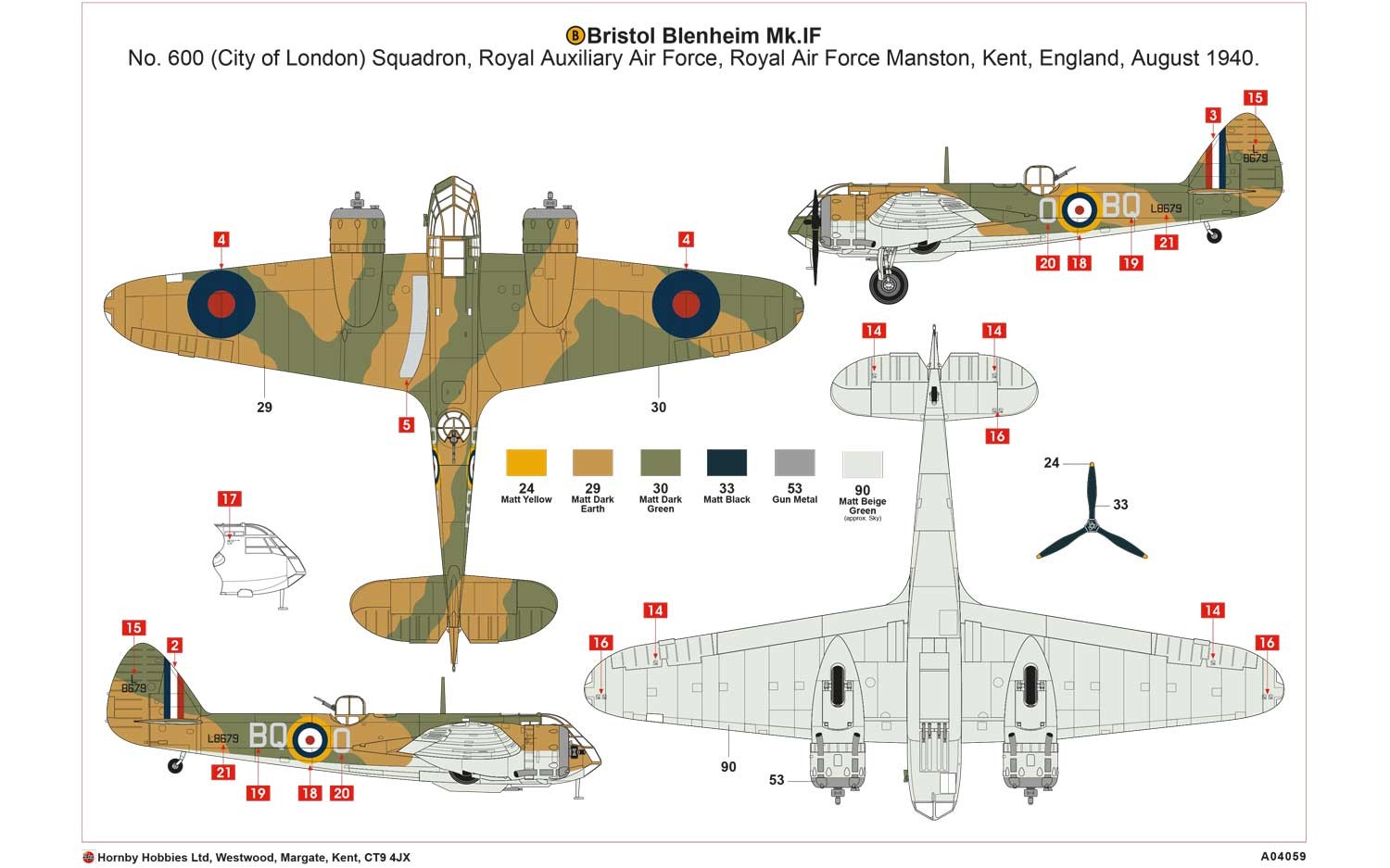 Airfix 04059 Bristol Blenheim Mk.IF