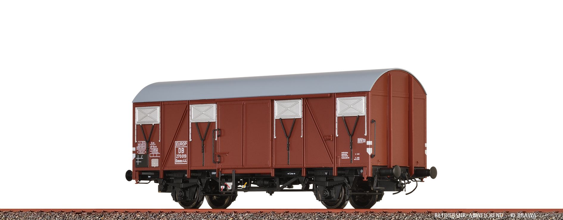 Brawa 50150 DB ged. Güterwagen Gmms44 EUROP Ep.3