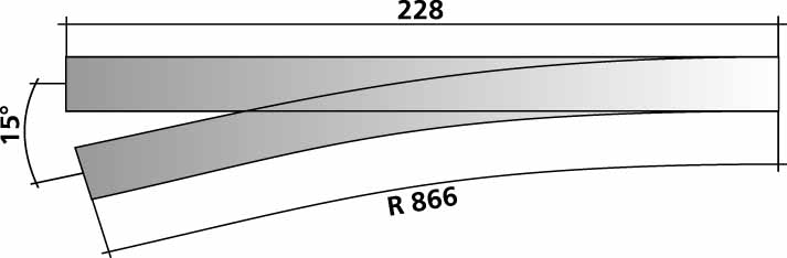 Tillig 85343 Hand-Weiche rechts 15° R 866 , L=228mm