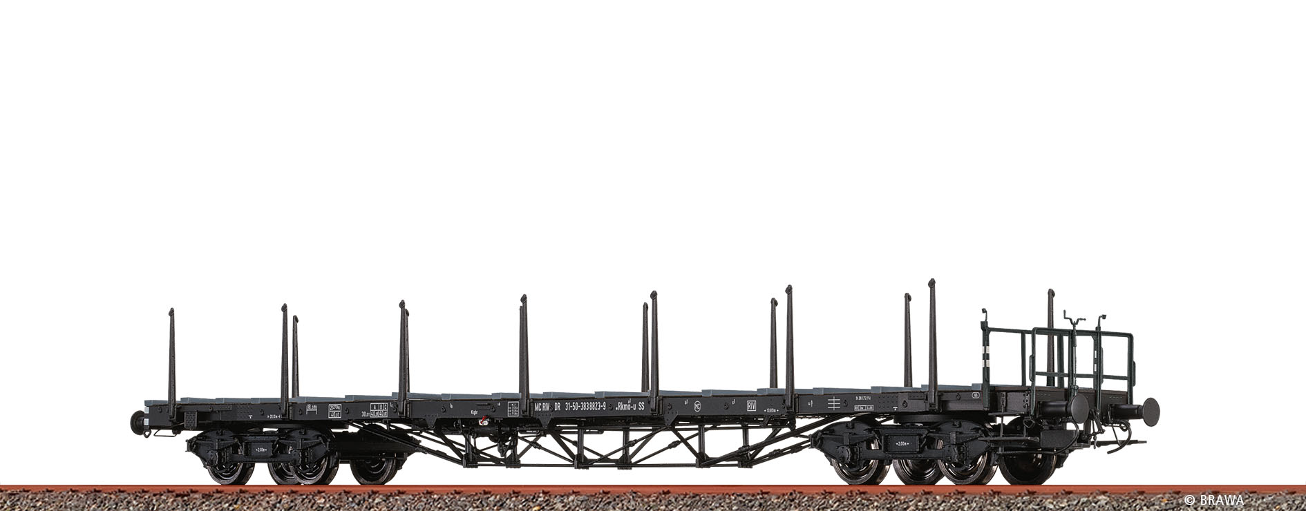 Brawa 50654 DR Flachwagen Rkmo 4-achs. Ep.4